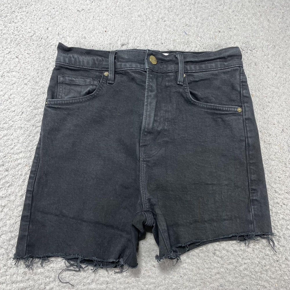 FRAME Shorts Womens 24 Black High Rise Le Vintage Bermuda Cutoff Frayed Hem